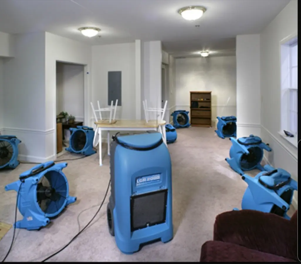Air movers and dehumidifier setup for Water Extraction & Removal in Dryden